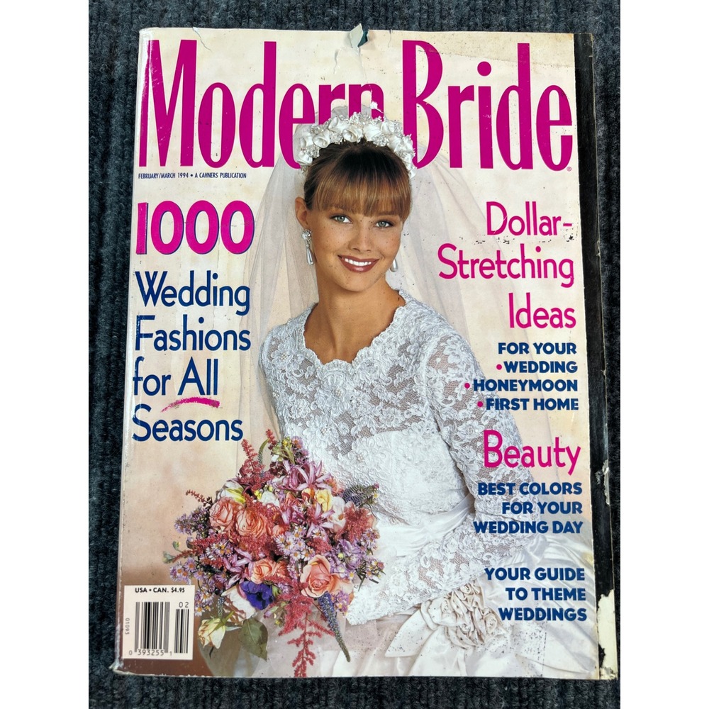 Vintage 90s MODERN BRIDE Magazine February March 1994 Retro Wedding Fashion Idea